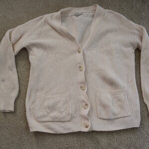 LOFT Ribbed Cream Cardigan Sweater